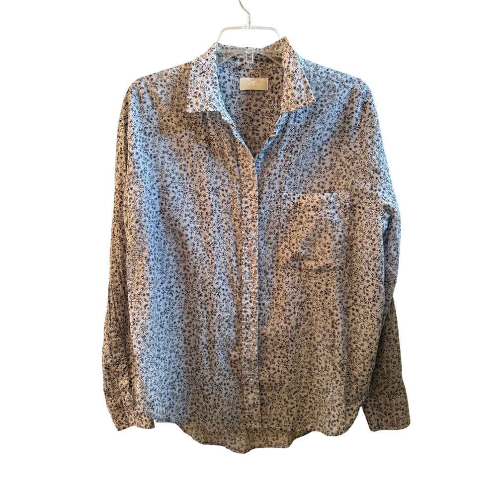 7‎ For All Mankind Womens Floral Button Down Shirt Long Sleeve Blouse Size Small